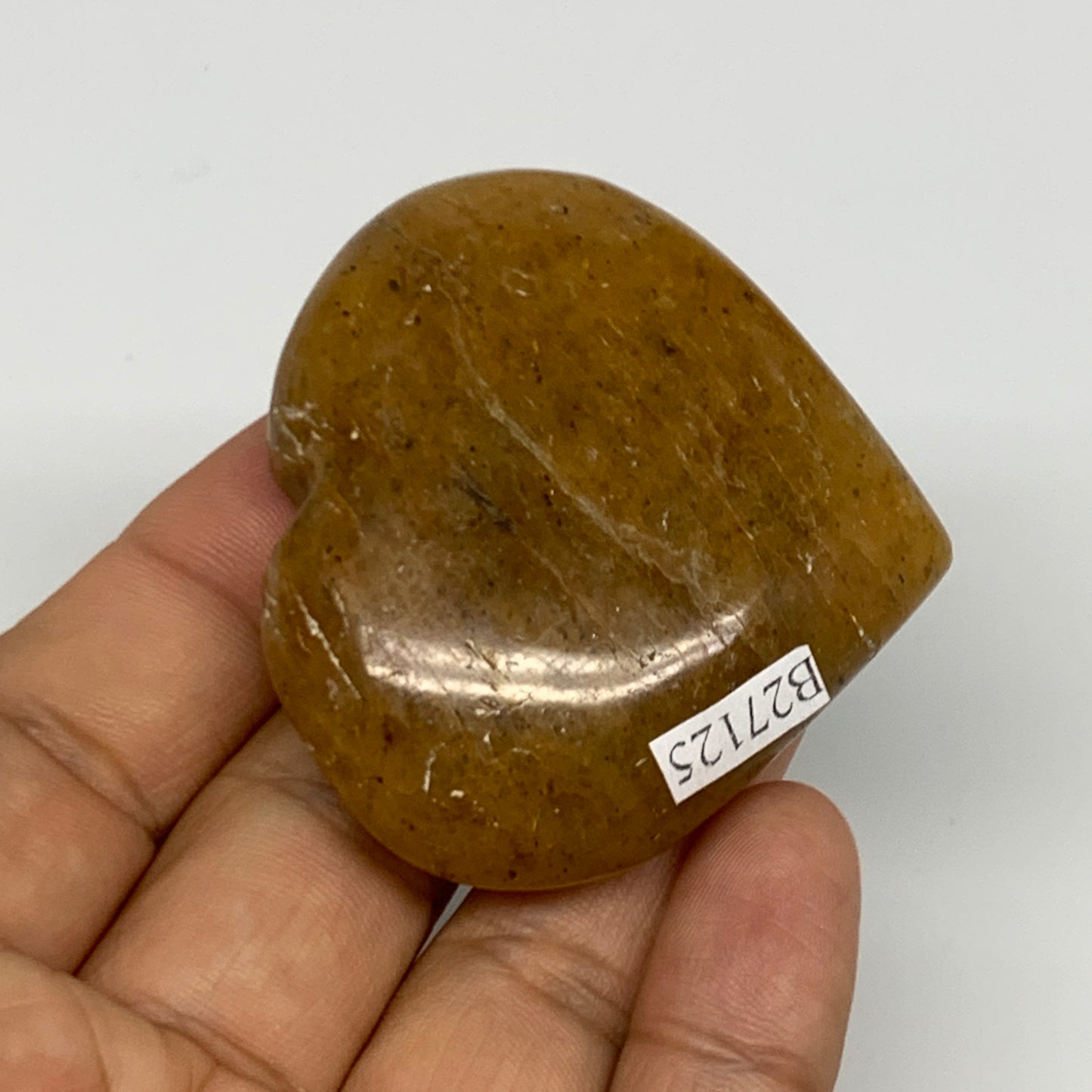 68.7g, 2"x2.1"x0.8", Natural Golden Quartz Heart Small Polished Crystal, B27125