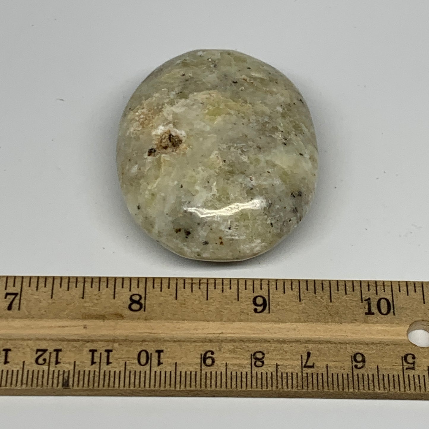 80.9g, 2.2"x1.7"x0.8", Natural Yellow Calcite Palm-Stone Crystal Polished Reiki,