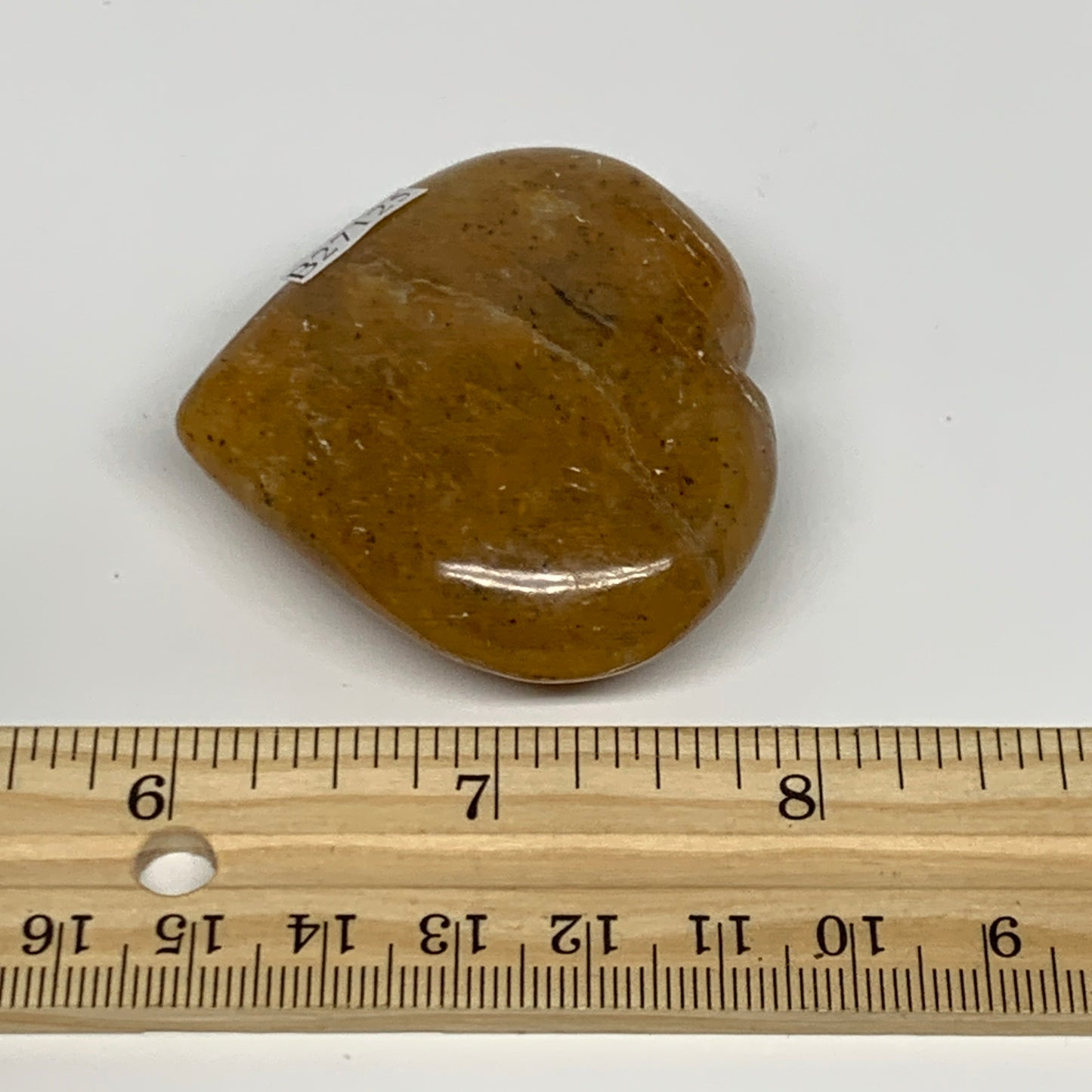 68.7g, 2"x2.1"x0.8", Natural Golden Quartz Heart Small Polished Crystal, B27125