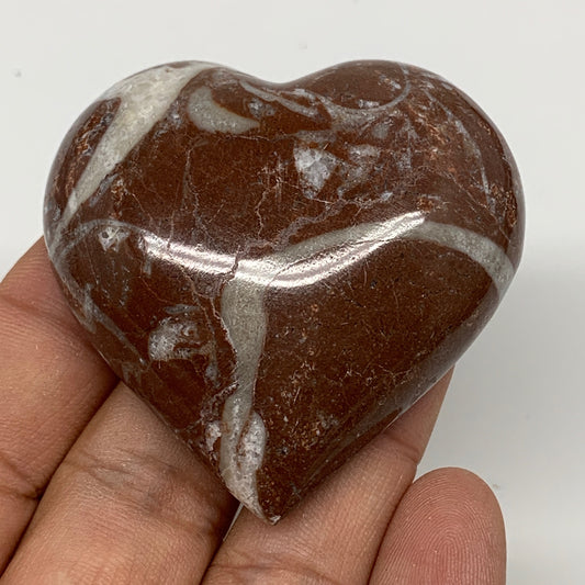 60.2g, 2" x 2.1"x 0.7", Natural Untreated Red Shell Fossils Half Heart @Morocco,