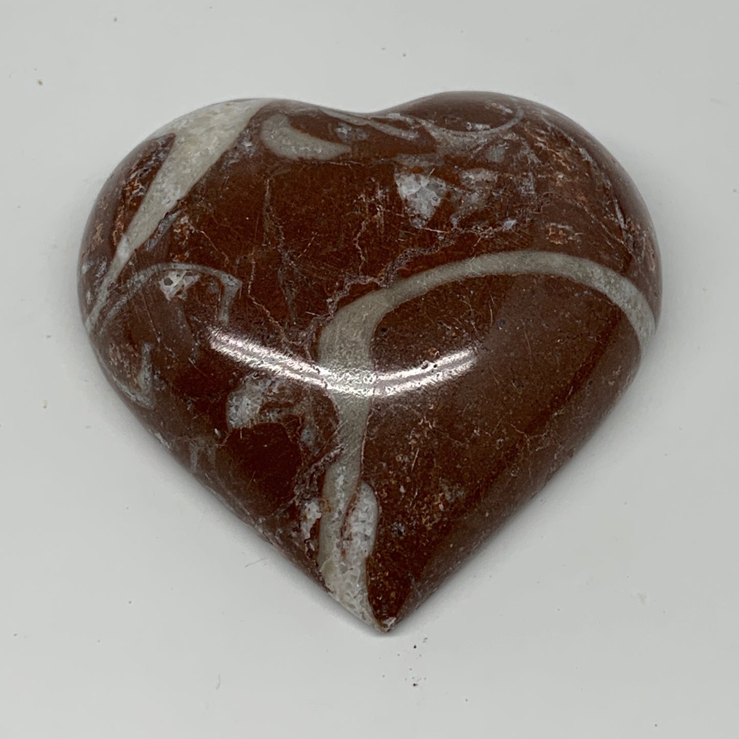 60.2g, 2" x 2.1"x 0.7", Natural Untreated Red Shell Fossils Half Heart @Morocco,