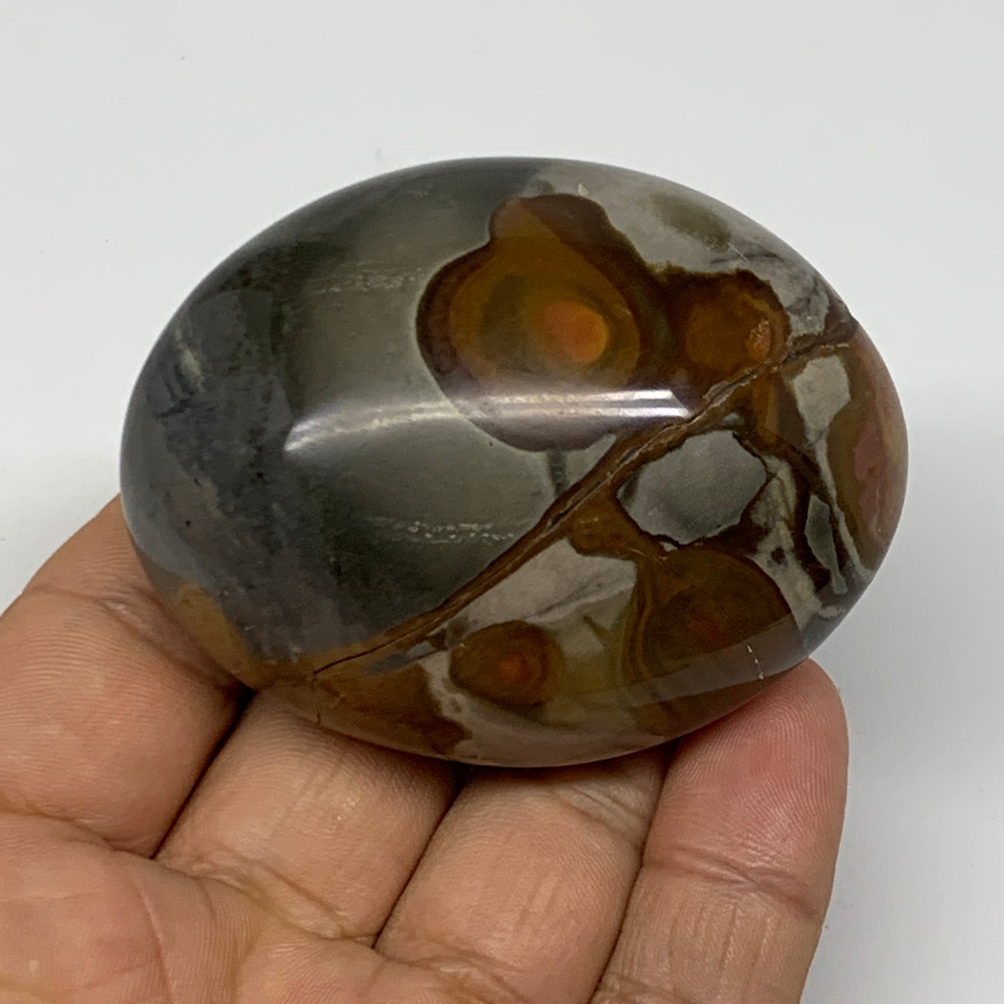 116.6g, 2.5"x1.9"x1.2" Polychrome Jasper Palm-Stone Reiki @Madagascar, B24499