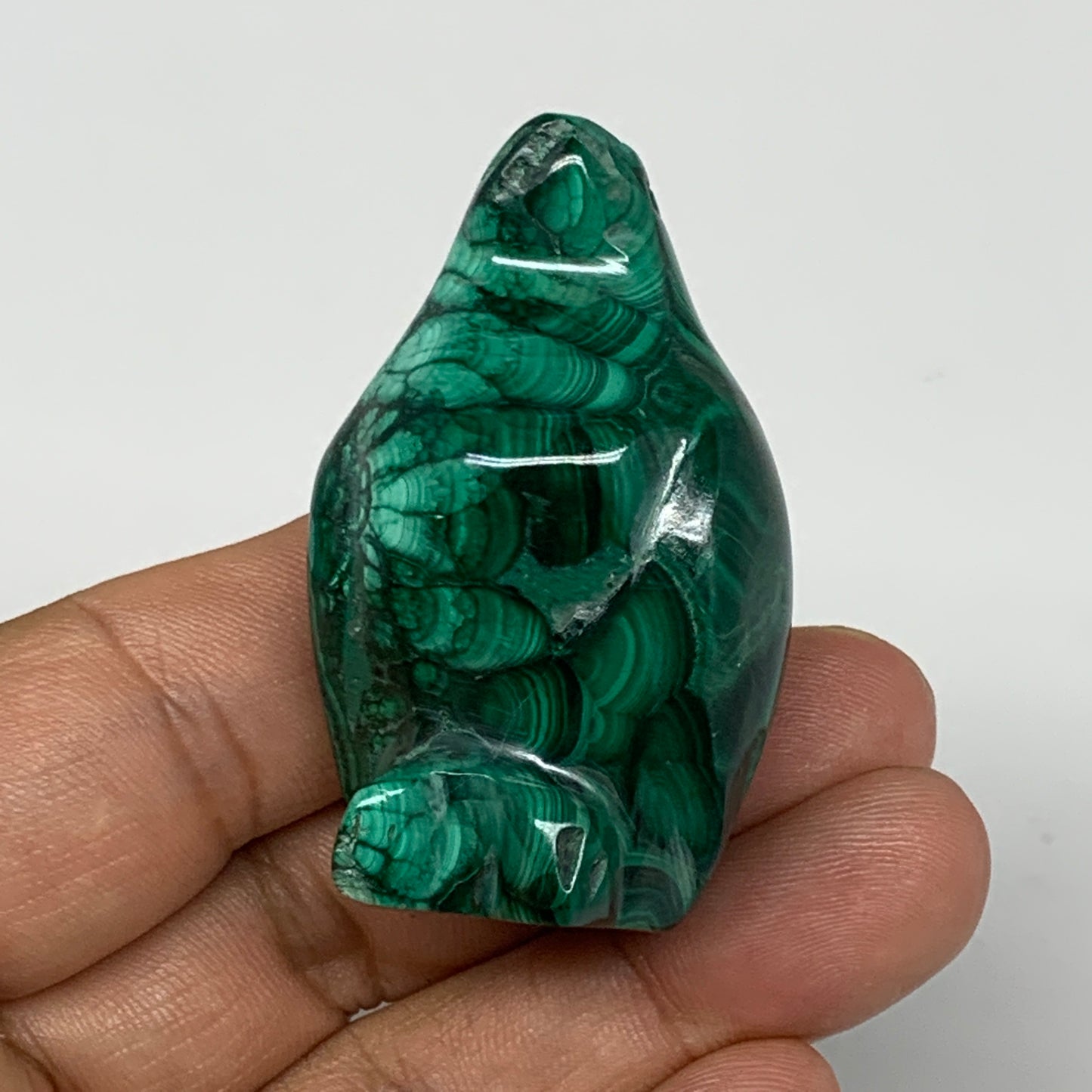 66.6g, 1.9"x1.1"x0.9" Natural Solid Malachite Penguin Figurine @Congo, B7390