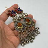 Kuchi Earring Afghan Tribal Ethnic Jingle Bells colorful Glass Star, Round Earri