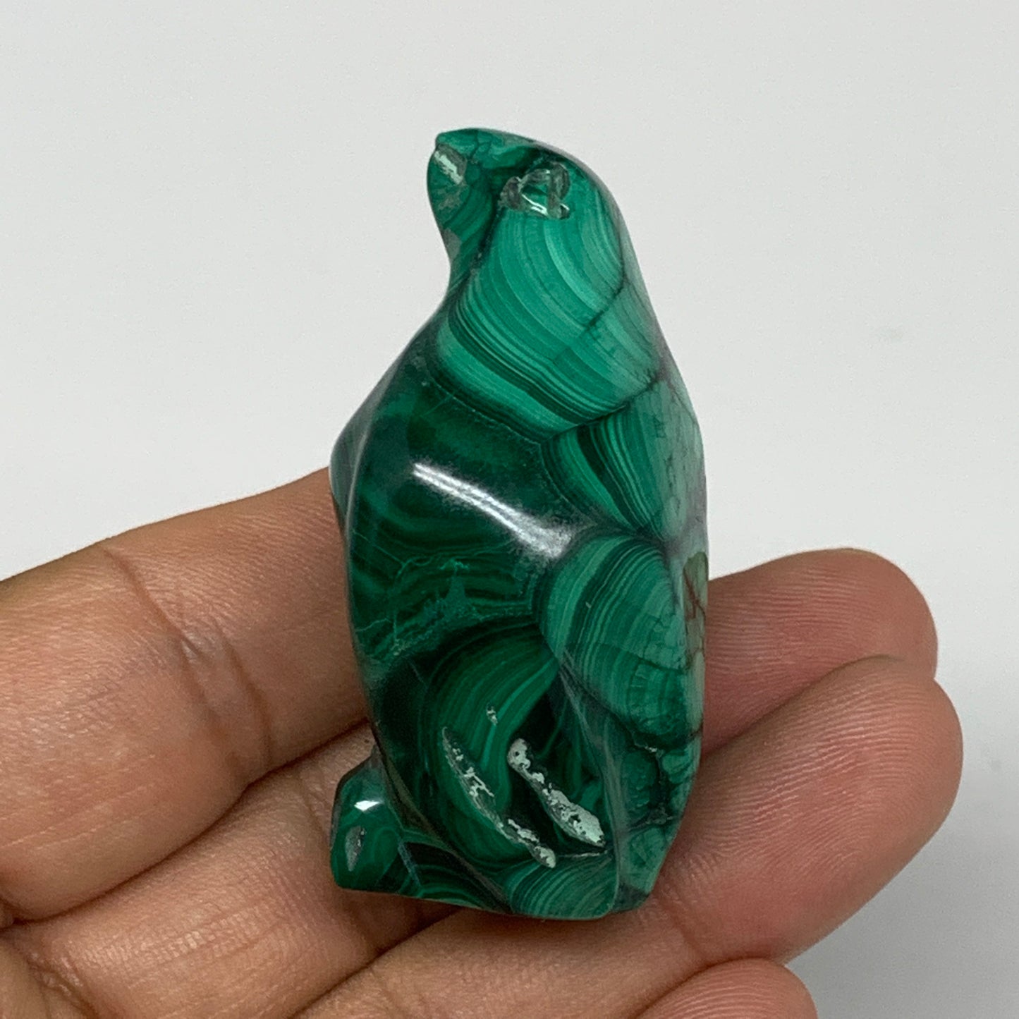 66.6g, 1.9"x1.1"x0.9" Natural Solid Malachite Penguin Figurine @Congo, B7390