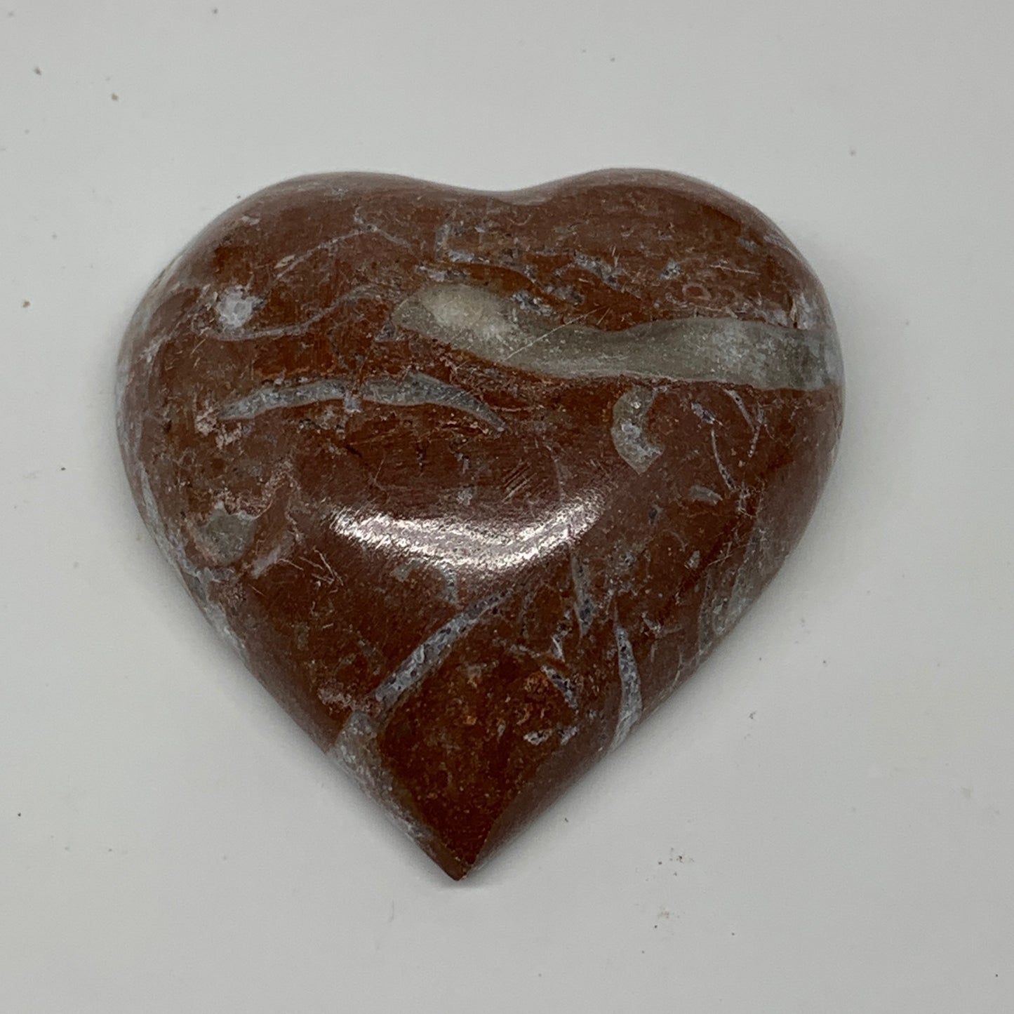 49.3g, 2" x 1.9"x 0.6", Natural Untreated Red Shell Fossils Half Heart @Morocco,