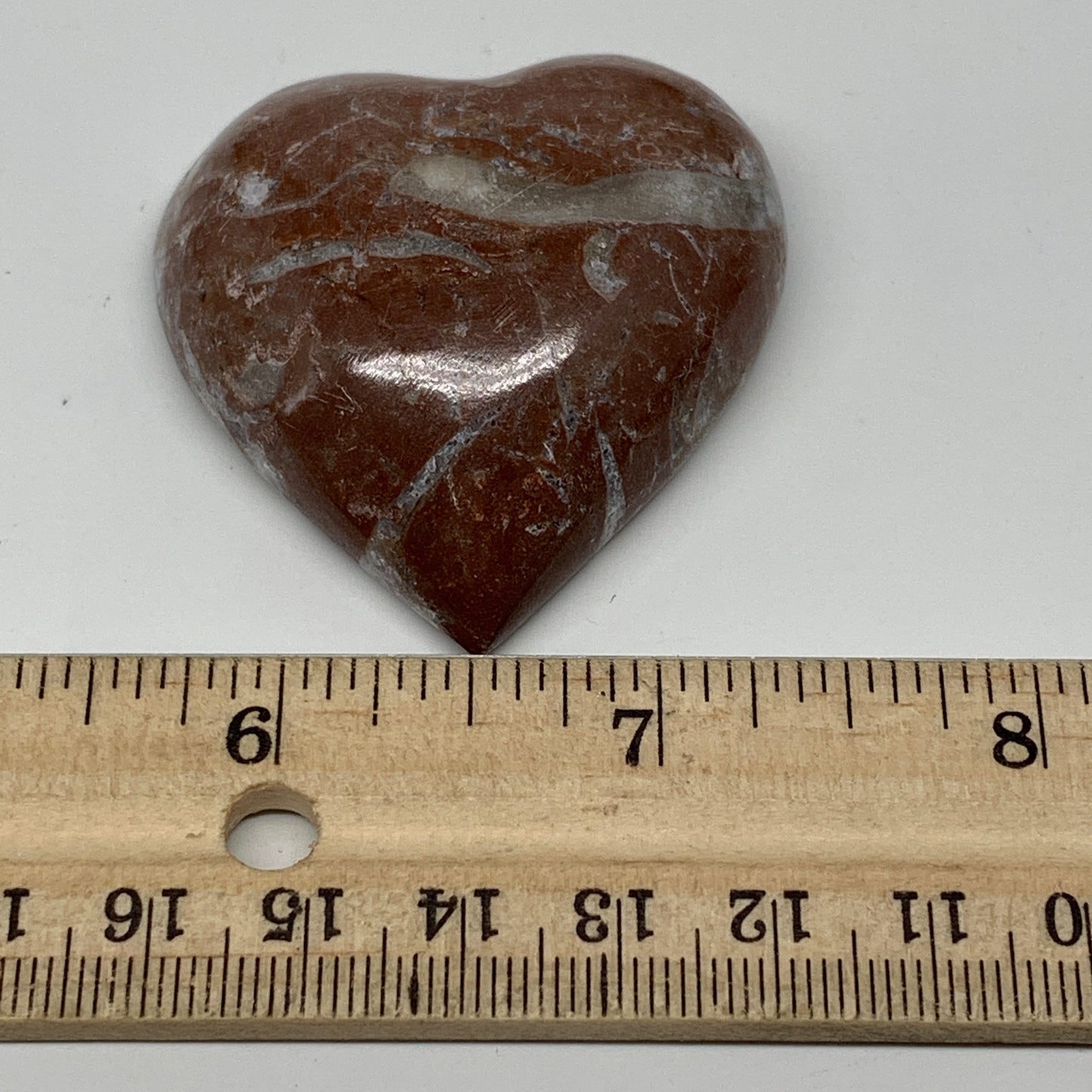 49.3g, 2" x 1.9"x 0.6", Natural Untreated Red Shell Fossils Half Heart @Morocco,