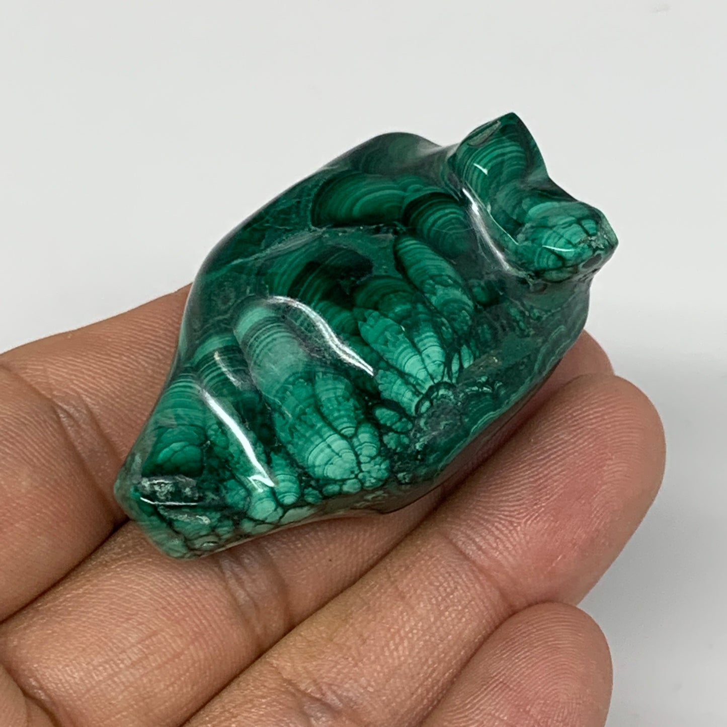 66.6g, 1.9"x1.1"x0.9" Natural Solid Malachite Penguin Figurine @Congo, B7390