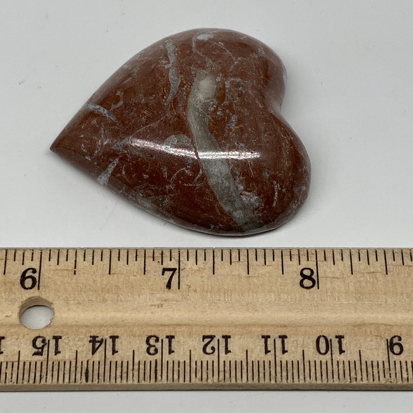 49.3g, 2" x 1.9"x 0.6", Natural Untreated Red Shell Fossils Half Heart @Morocco,