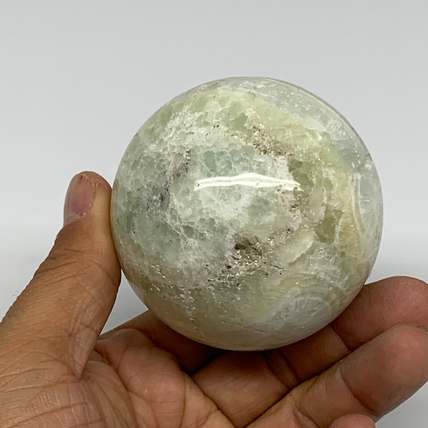 386.9g,2.5"(64mm) Caribbean Calcite Sphere Gemstone,Healing Crystal,B25156