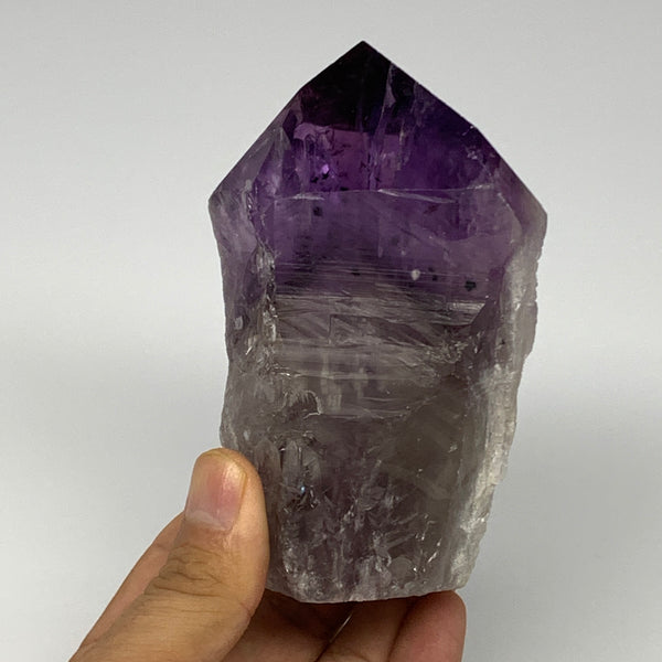 378.2g,4.2"x2.6"x1.8", Amethyst Point Polished Rough lower part Stands, B19081