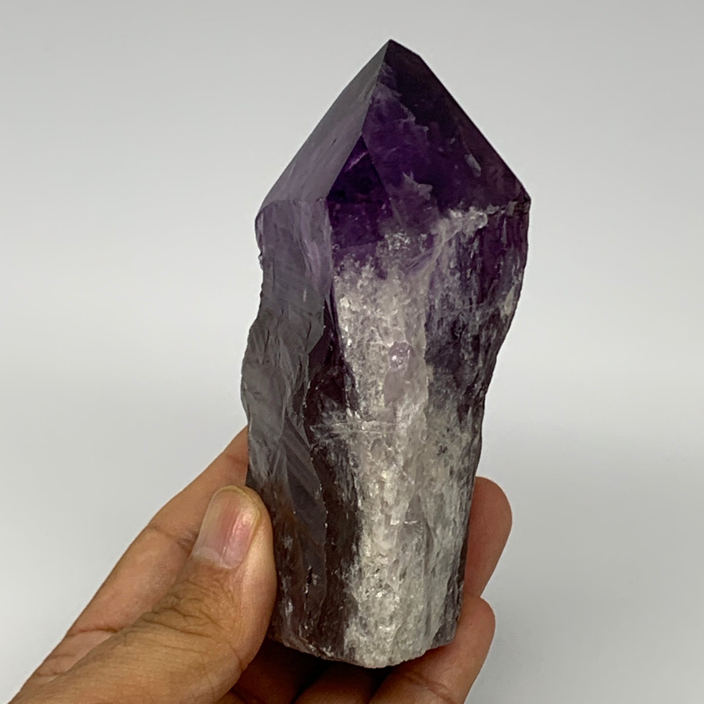 378.2g,4.2"x2.6"x1.8", Amethyst Point Polished Rough lower part Stands, B19081