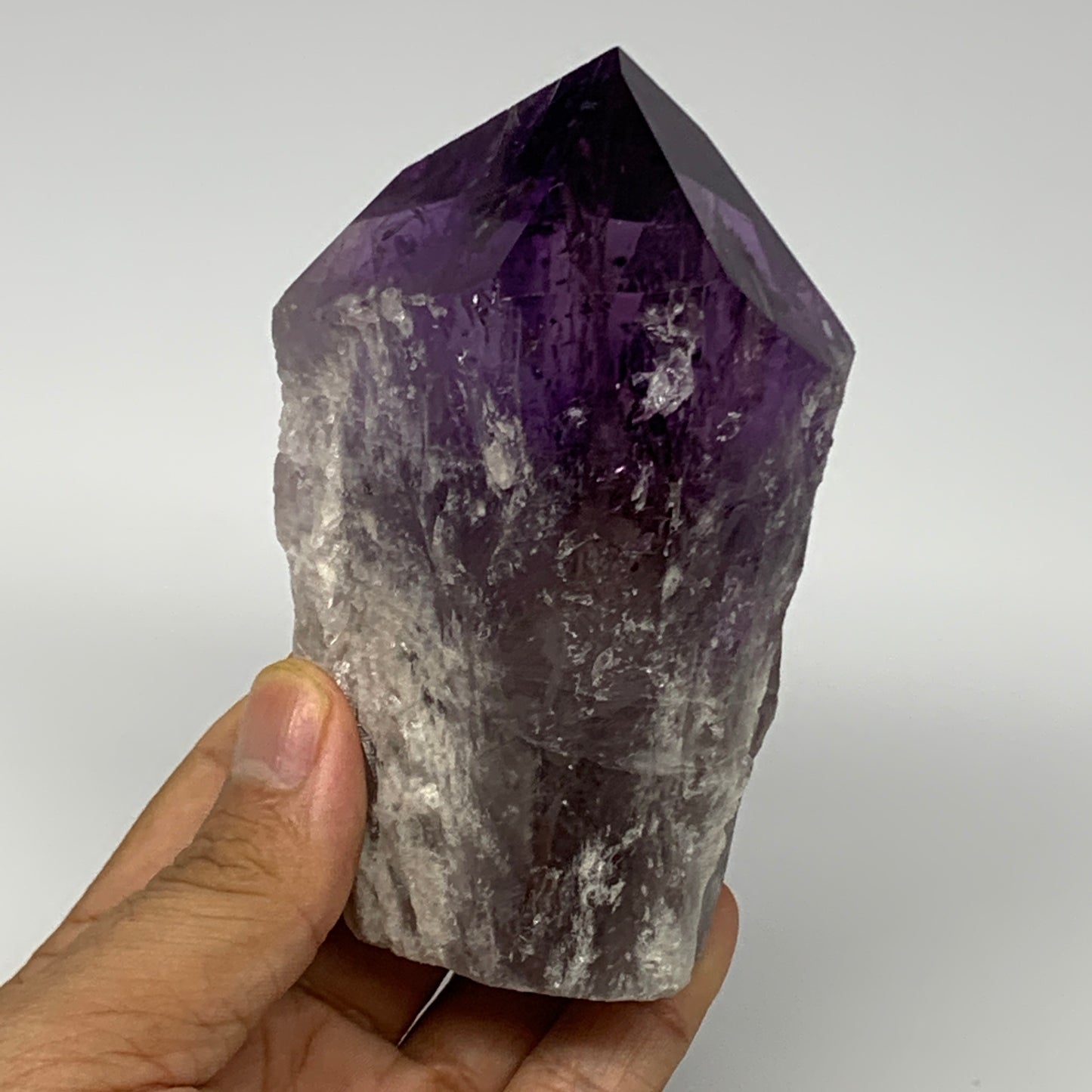 378.2g,4.2"x2.6"x1.8", Amethyst Point Polished Rough lower part Stands, B19081