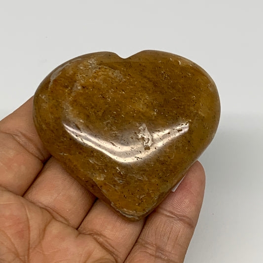80.9g, 2.1"x2.3"x0.8", Natural Golden Quartz Heart Small Polished Crystal, B2712