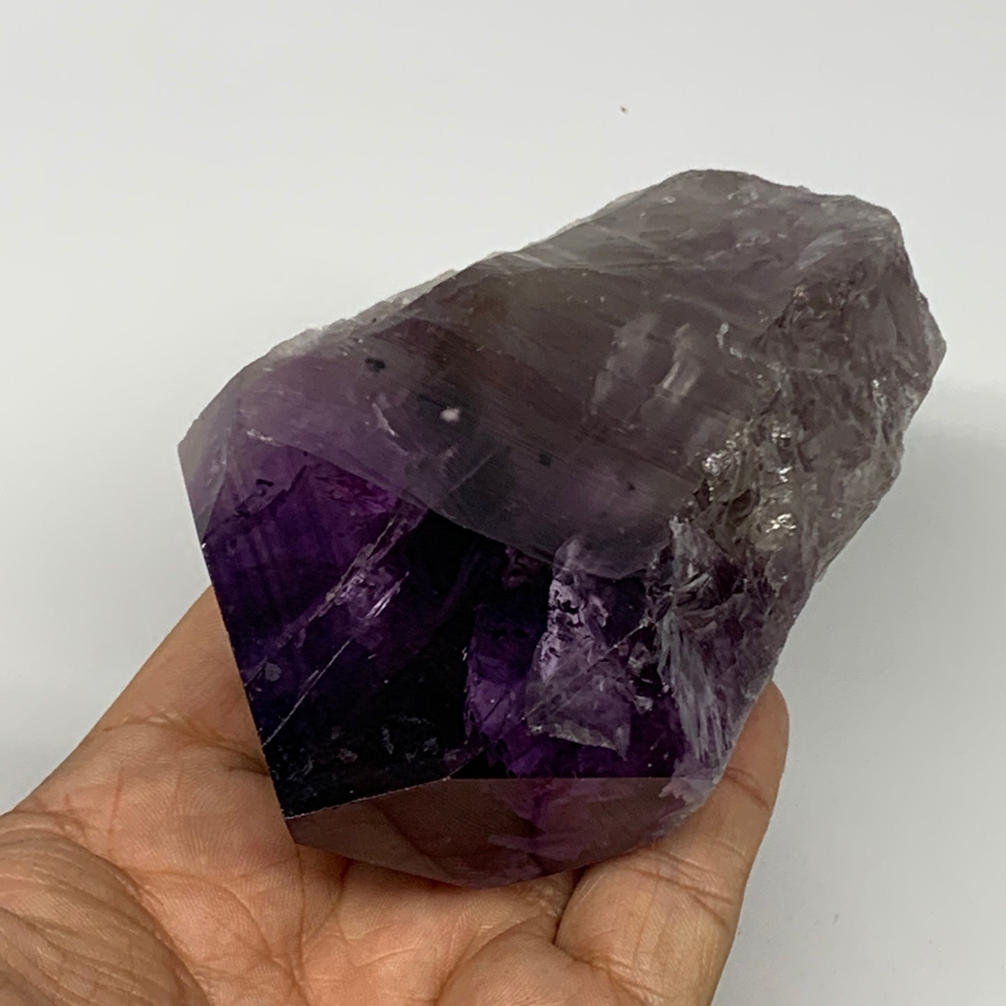 378.2g,4.2"x2.6"x1.8", Amethyst Point Polished Rough lower part Stands, B19081