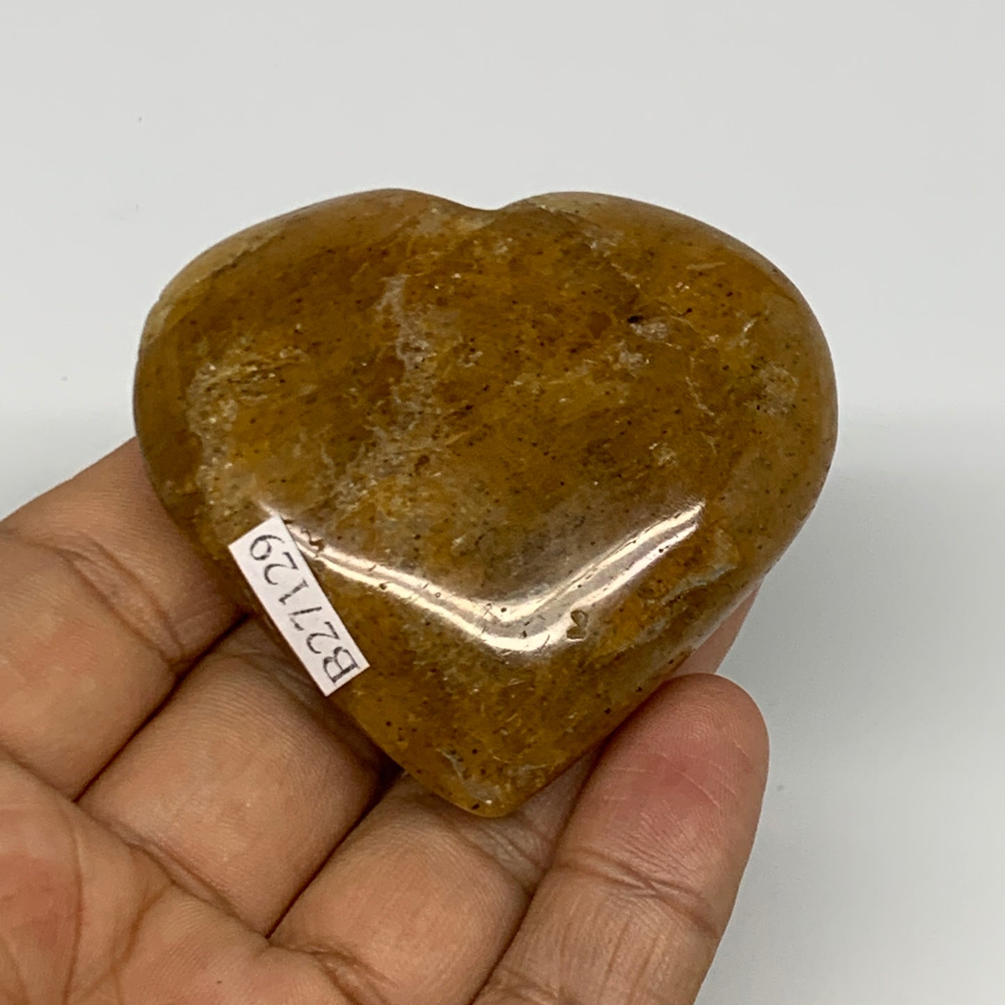 80.9g, 2.1"x2.3"x0.8", Natural Golden Quartz Heart Small Polished Crystal, B2712