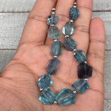 122cts, 13pcs, 10mm-13mm Blue Fluorite Gemstone Faceted Beads @Afghanistan,BE26