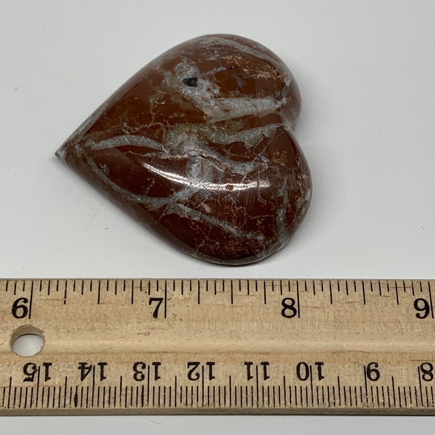 62.5g, 2.1" x 2.1"x 0.7", Natural Untreated Red Shell Fossils Half Heart @Morocc