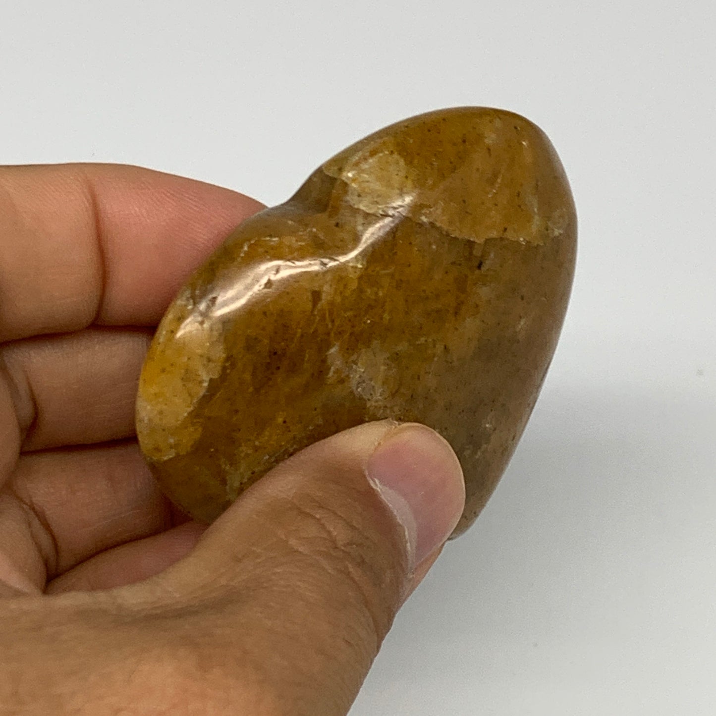 80.9g, 2.1"x2.3"x0.8", Natural Golden Quartz Heart Small Polished Crystal, B2712
