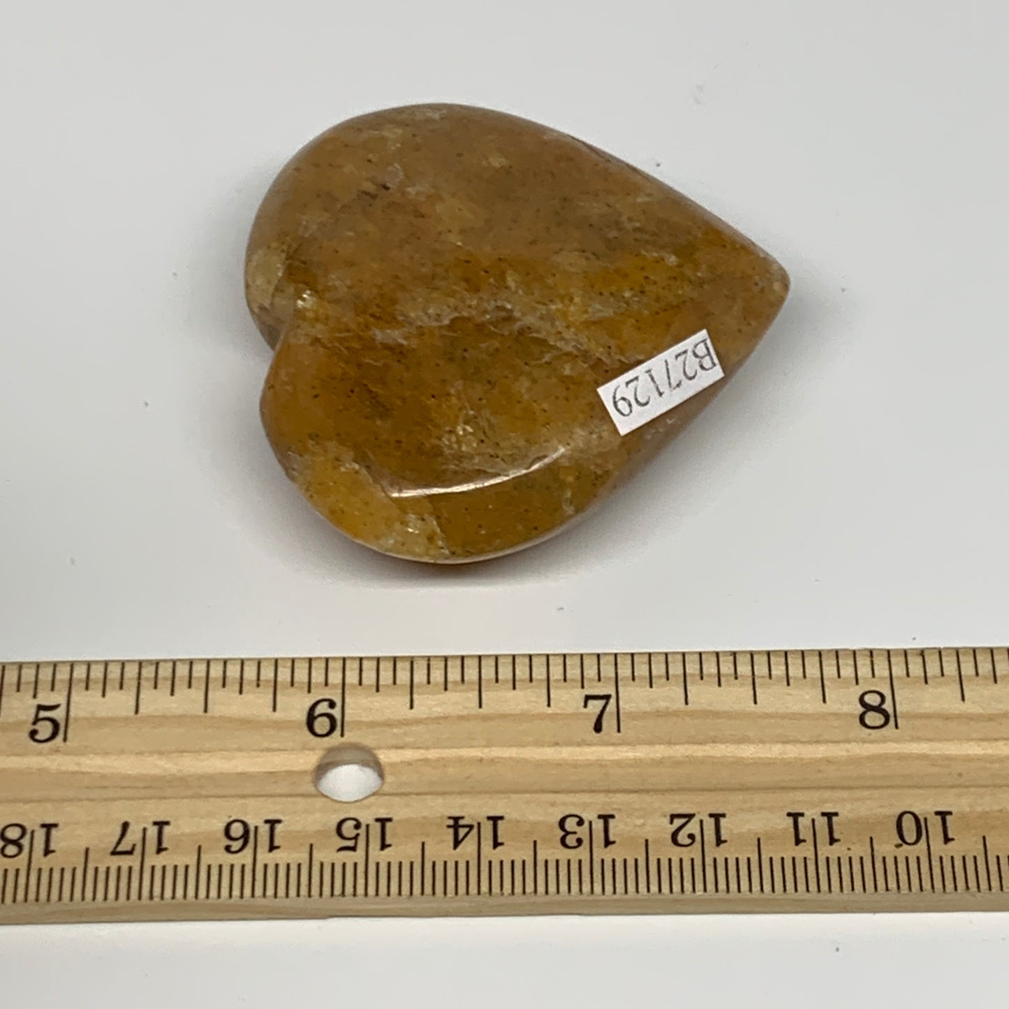 80.9g, 2.1"x2.3"x0.8", Natural Golden Quartz Heart Small Polished Crystal, B2712