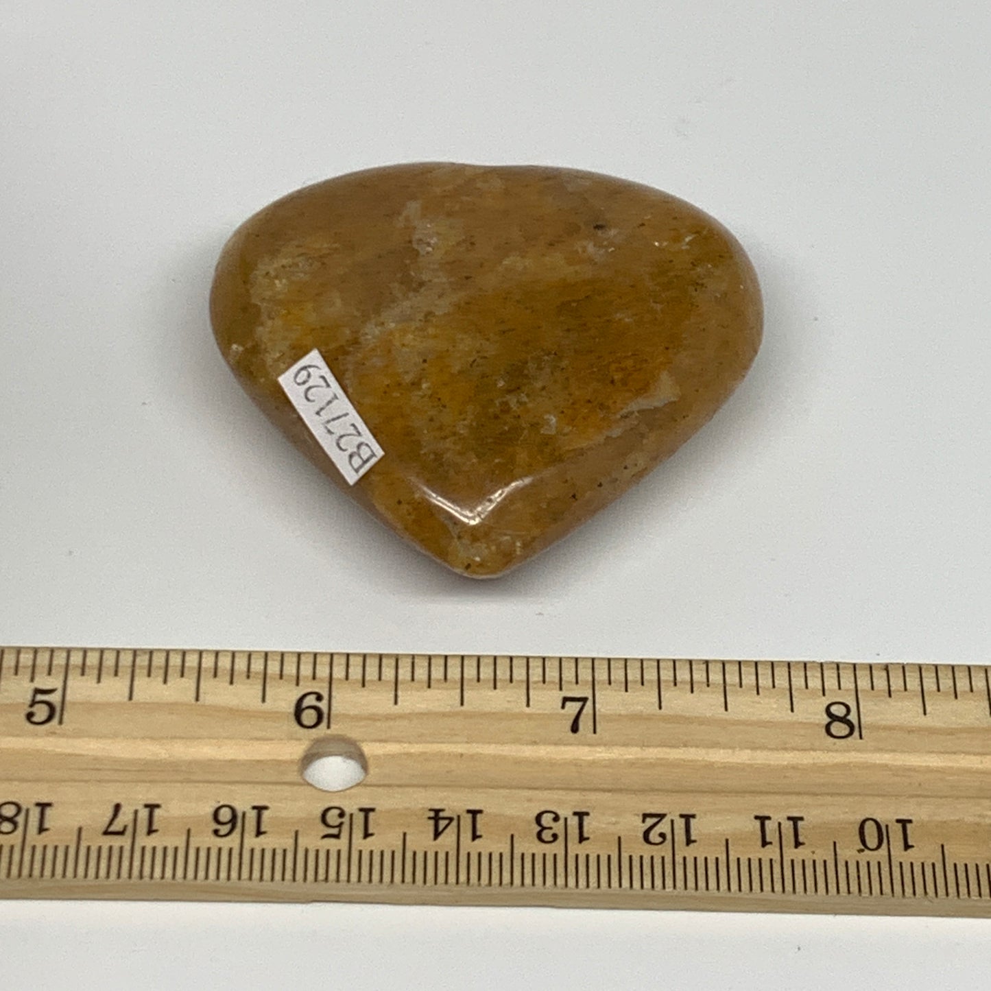 80.9g, 2.1"x2.3"x0.8", Natural Golden Quartz Heart Small Polished Crystal, B2712