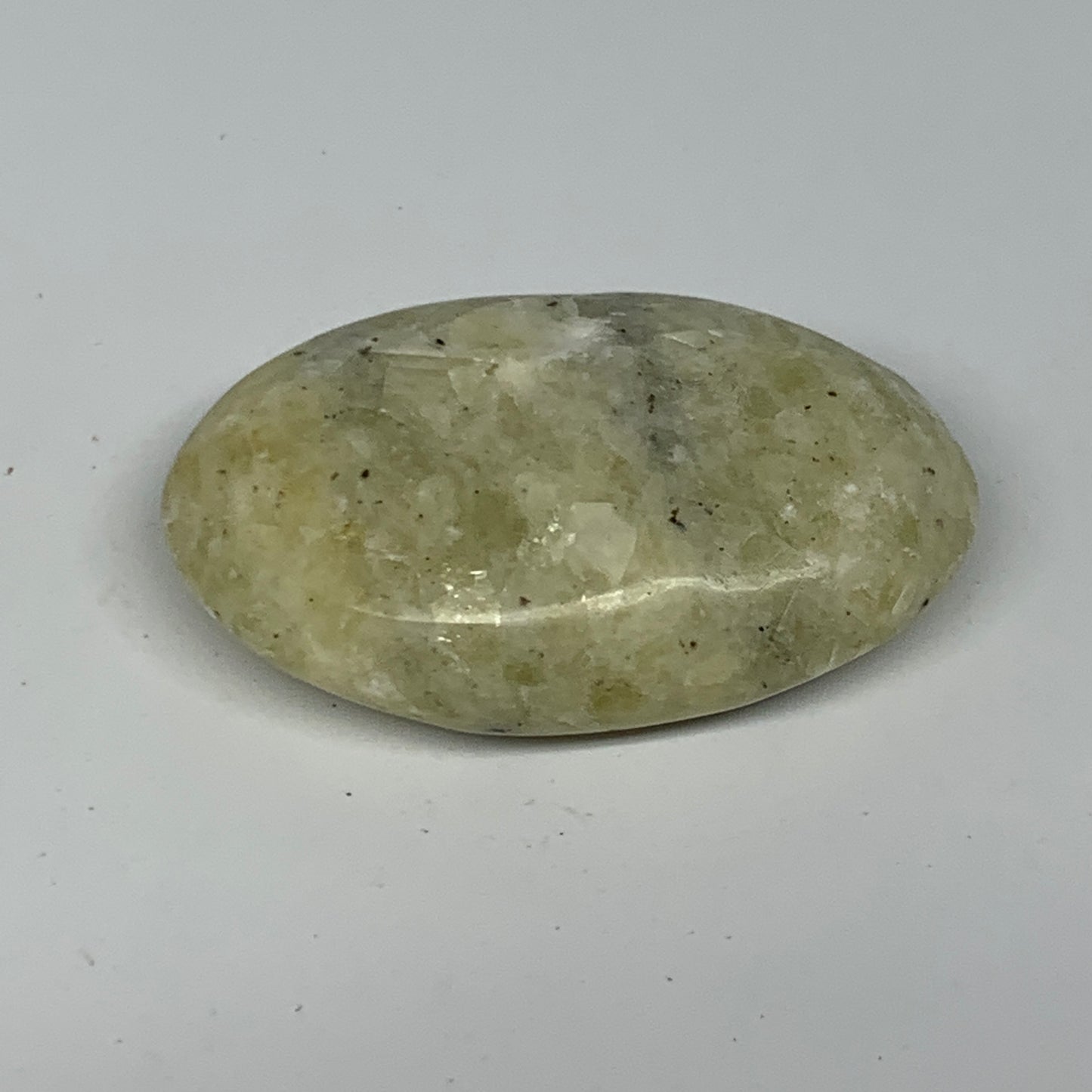 62.9g, 2.3"x1.5"x0.7", Natural Yellow Calcite Palm-Stone Crystal Polished Reiki,