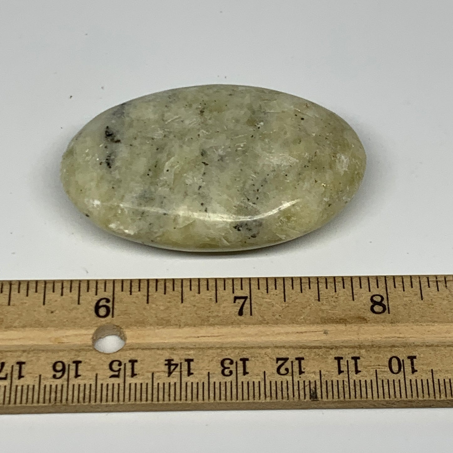 62.9g, 2.3"x1.5"x0.7", Natural Yellow Calcite Palm-Stone Crystal Polished Reiki,