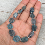 129.5cts, 13pcs, 8mm-15mm Blue Fluorite Gemstone Faceted Beads @Afghanistan,BE27