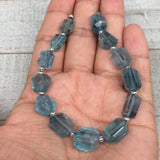 129.5cts, 13pcs, 8mm-15mm Blue Fluorite Gemstone Faceted Beads @Afghanistan,BE27