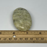 62.9g, 2.3"x1.5"x0.7", Natural Yellow Calcite Palm-Stone Crystal Polished Reiki,