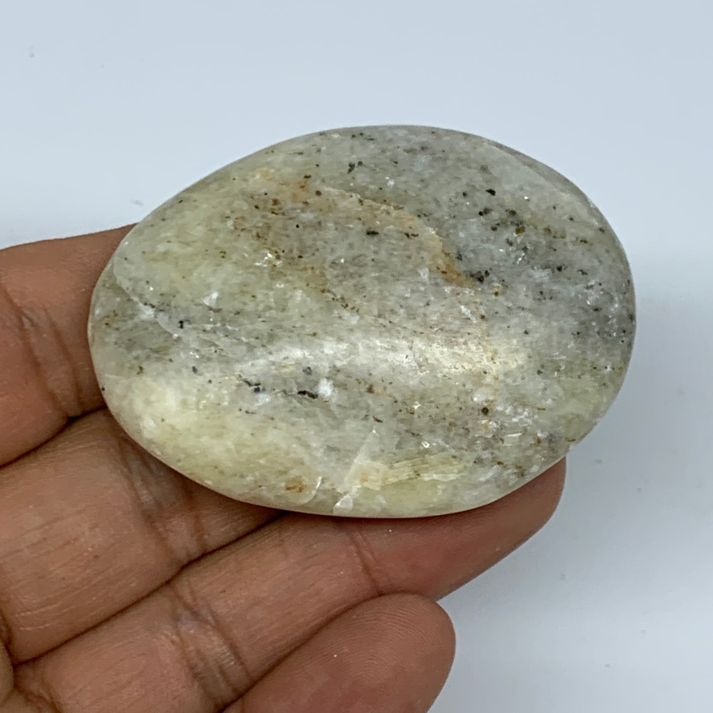 58.4g, 2.2"x1.6"x0.7", Natural Yellow Calcite Palm-Stone Crystal Polished Reiki,