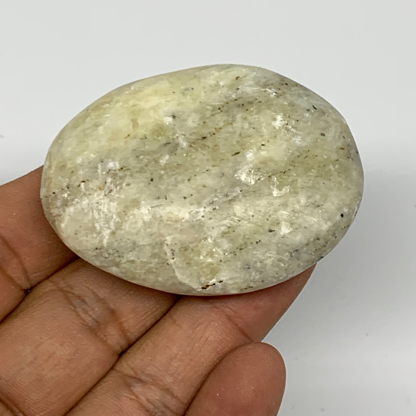 58.4g, 2.2"x1.6"x0.7", Natural Yellow Calcite Palm-Stone Crystal Polished Reiki,