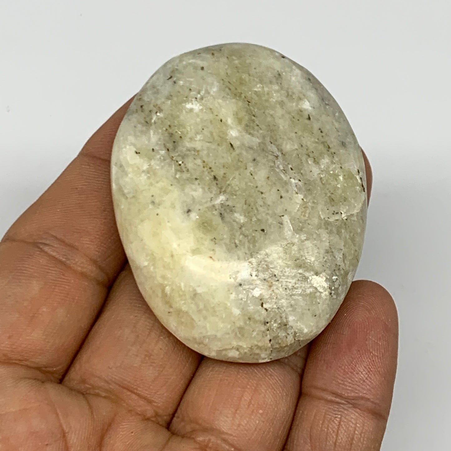 58.4g, 2.2"x1.6"x0.7", Natural Yellow Calcite Palm-Stone Crystal Polished Reiki,