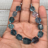 100.5cts, 13pcs, 8mm-15mm Blue Fluorite Gemstone Faceted Beads @Afghanistan,BE28