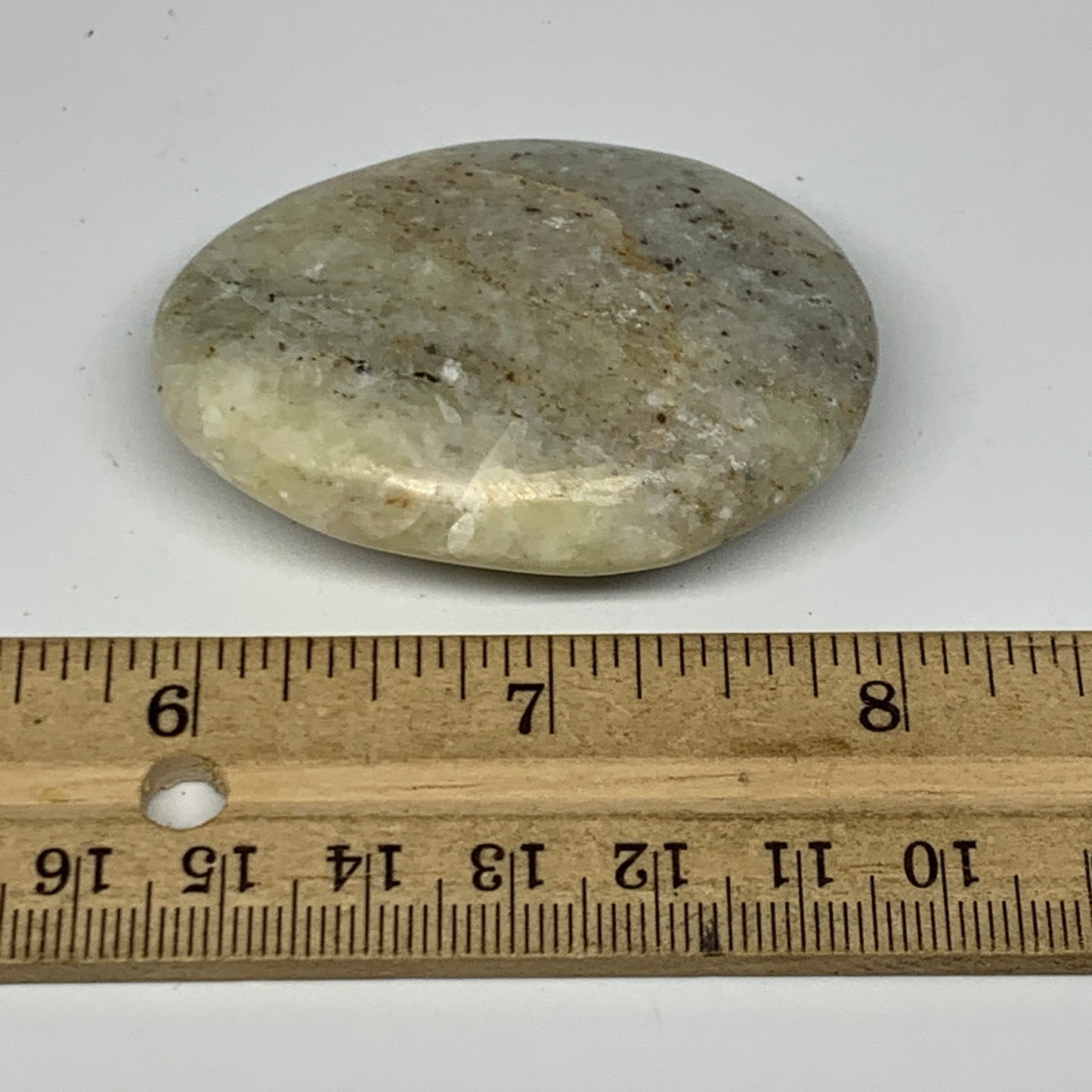 58.4g, 2.2"x1.6"x0.7", Natural Yellow Calcite Palm-Stone Crystal Polished Reiki,