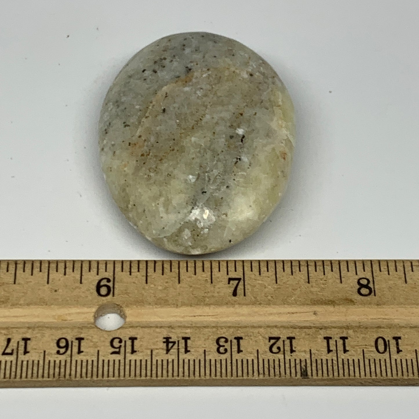 58.4g, 2.2"x1.6"x0.7", Natural Yellow Calcite Palm-Stone Crystal Polished Reiki,