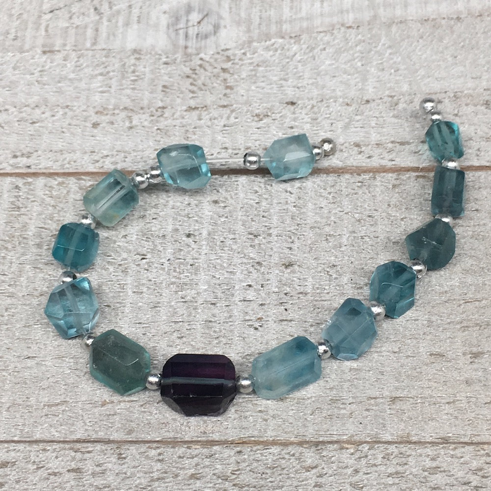 62cts, 13pcs, 7mm-12mm Blue Fluorite Gemstone Faceted Beads @Afghanistan,BE29