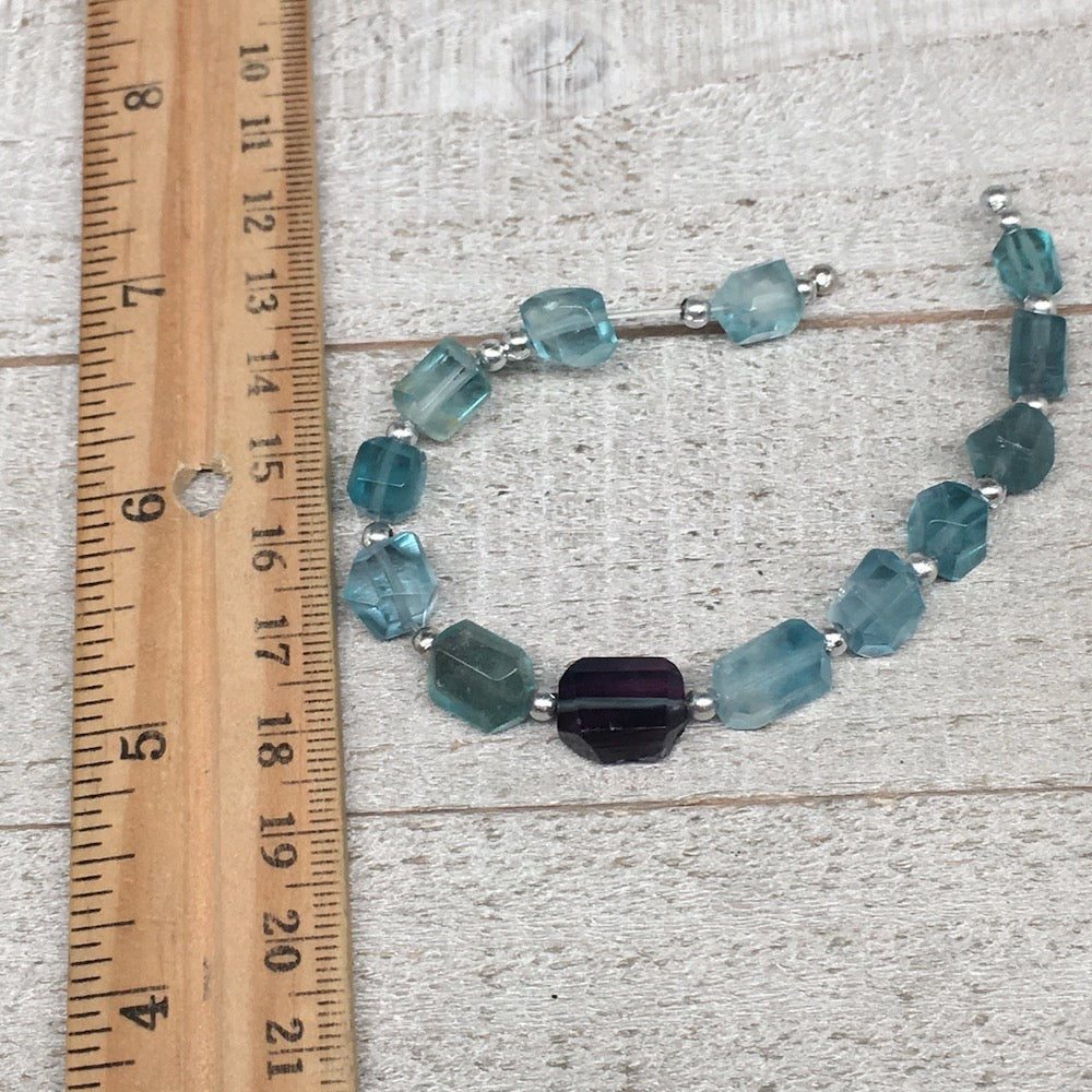 62cts, 13pcs, 7mm-12mm Blue Fluorite Gemstone Faceted Beads @Afghanistan,BE29