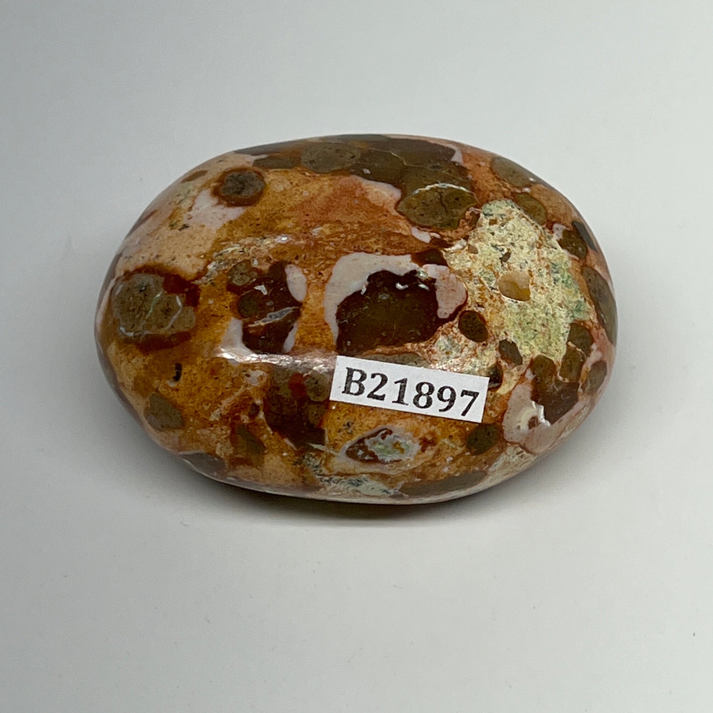 104.5g, 2.2"x1.7"x1", Natural Fruit Jasper Palm-Stone Gemstone @India, B21897