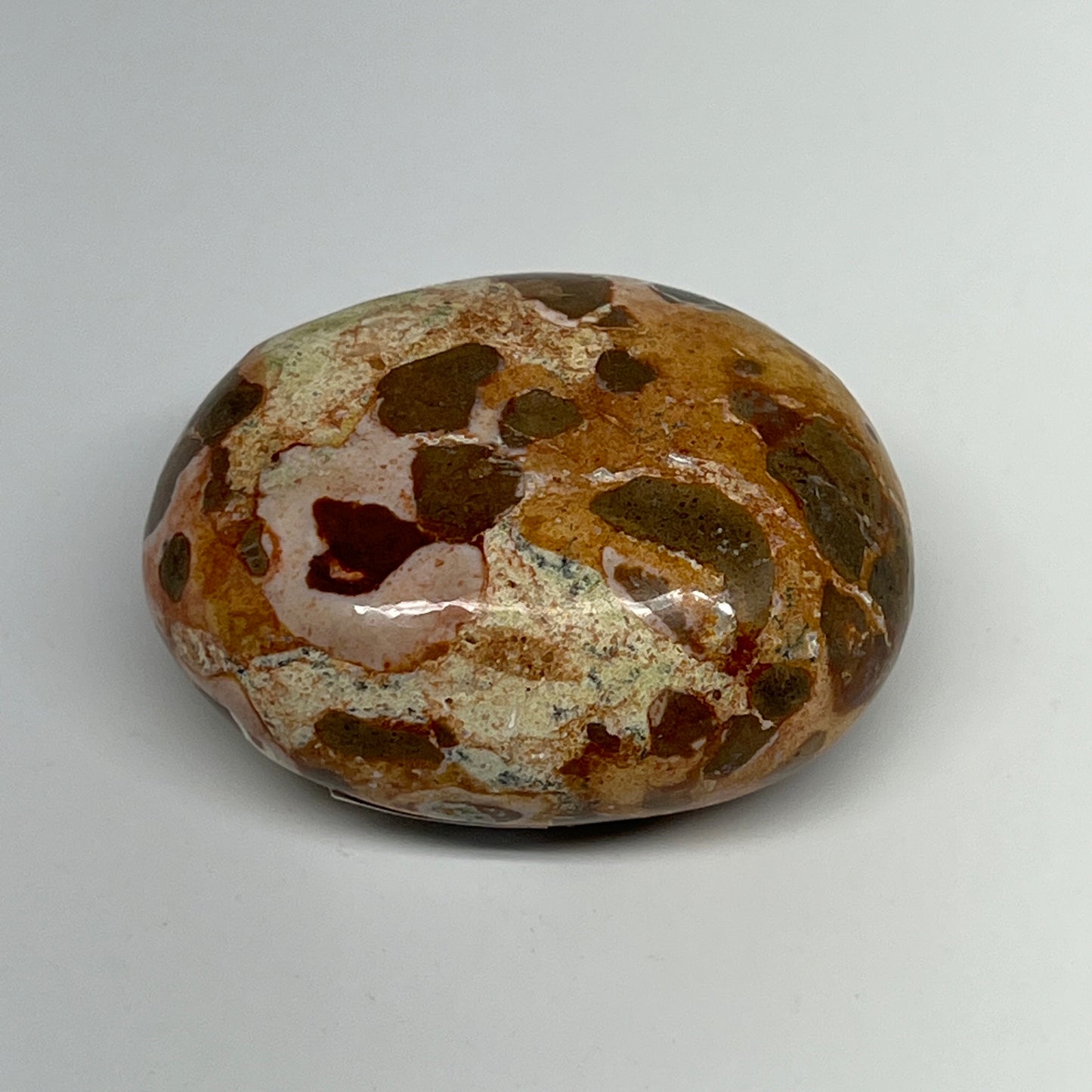 104.5g, 2.2"x1.7"x1", Natural Fruit Jasper Palm-Stone Gemstone @India, B21897