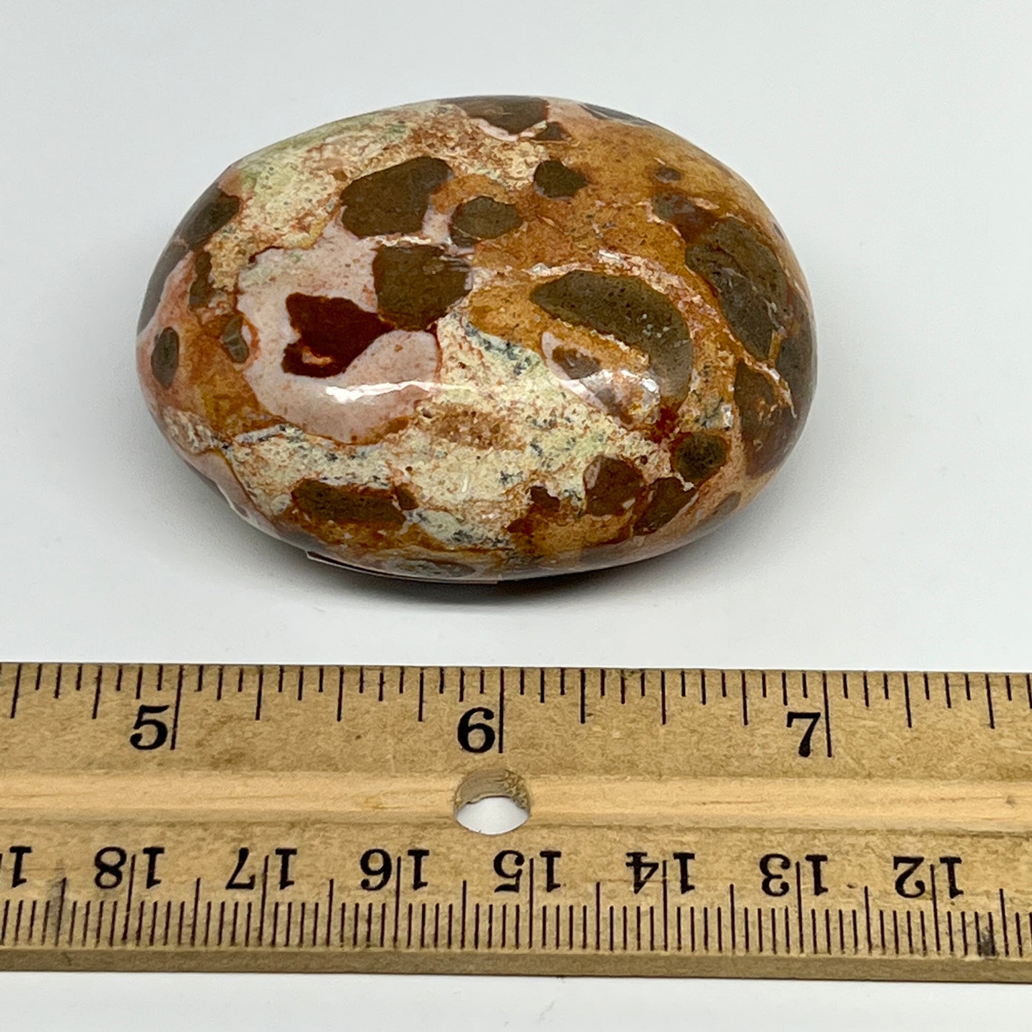 104.5g, 2.2"x1.7"x1", Natural Fruit Jasper Palm-Stone Gemstone @India, B21897