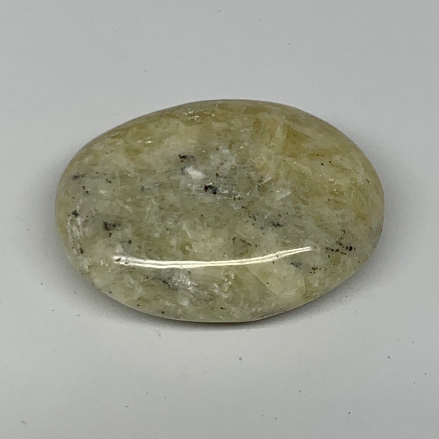 82.6g, 2.3"x1.8"x0.8", Natural Yellow Calcite Palm-Stone Crystal Polished Reiki,