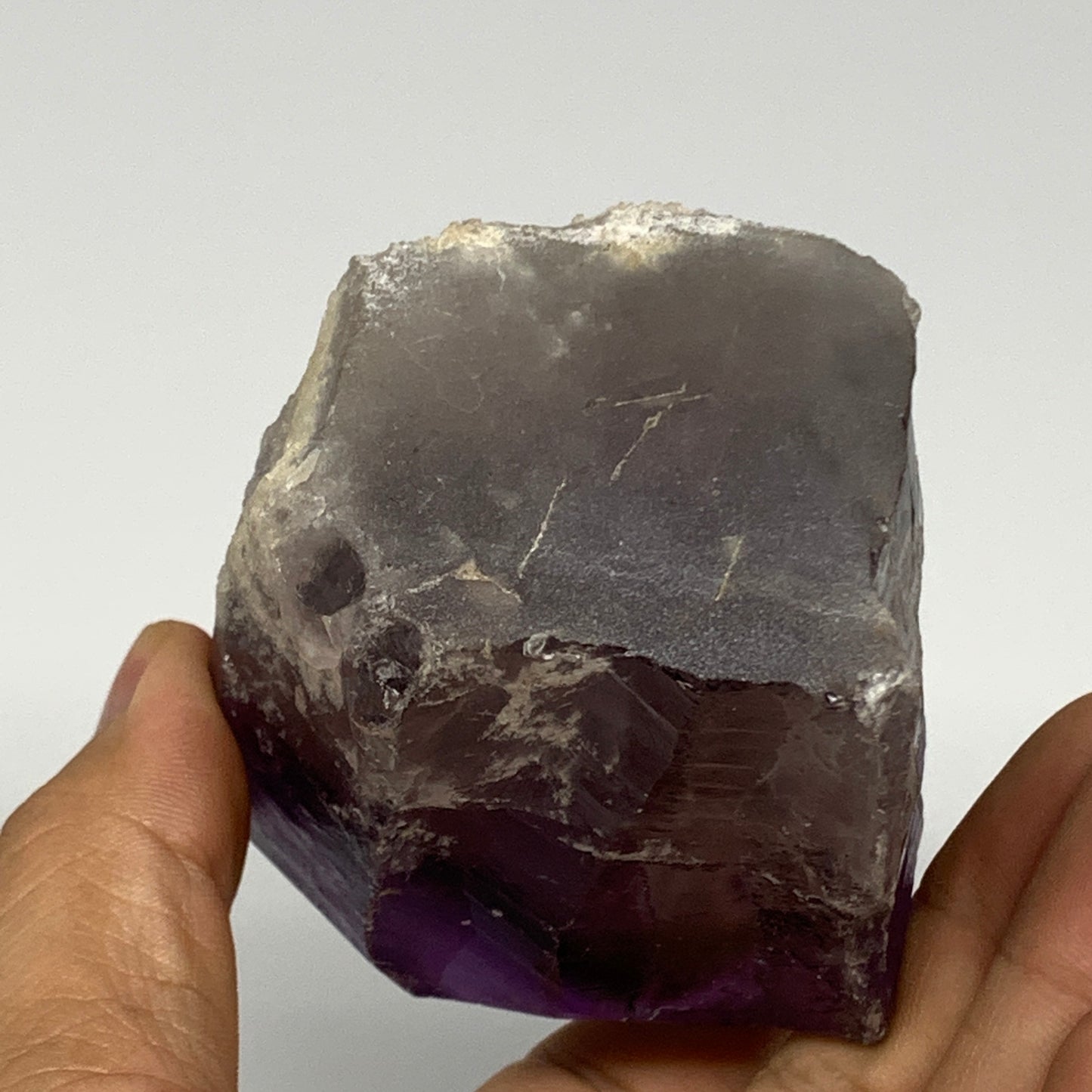 379.8g,3.5"x2.6"x2.1", Amethyst Point Polished Rough lower part Stands, B19084