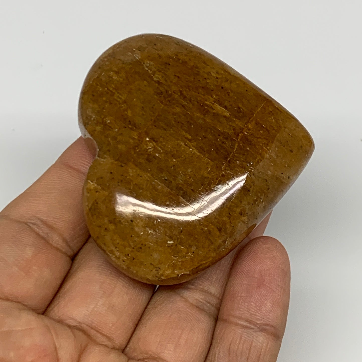 96.2g, 2.1"x2.3"x0.9", Natural Golden Quartz Heart Small Polished Crystal, B2713