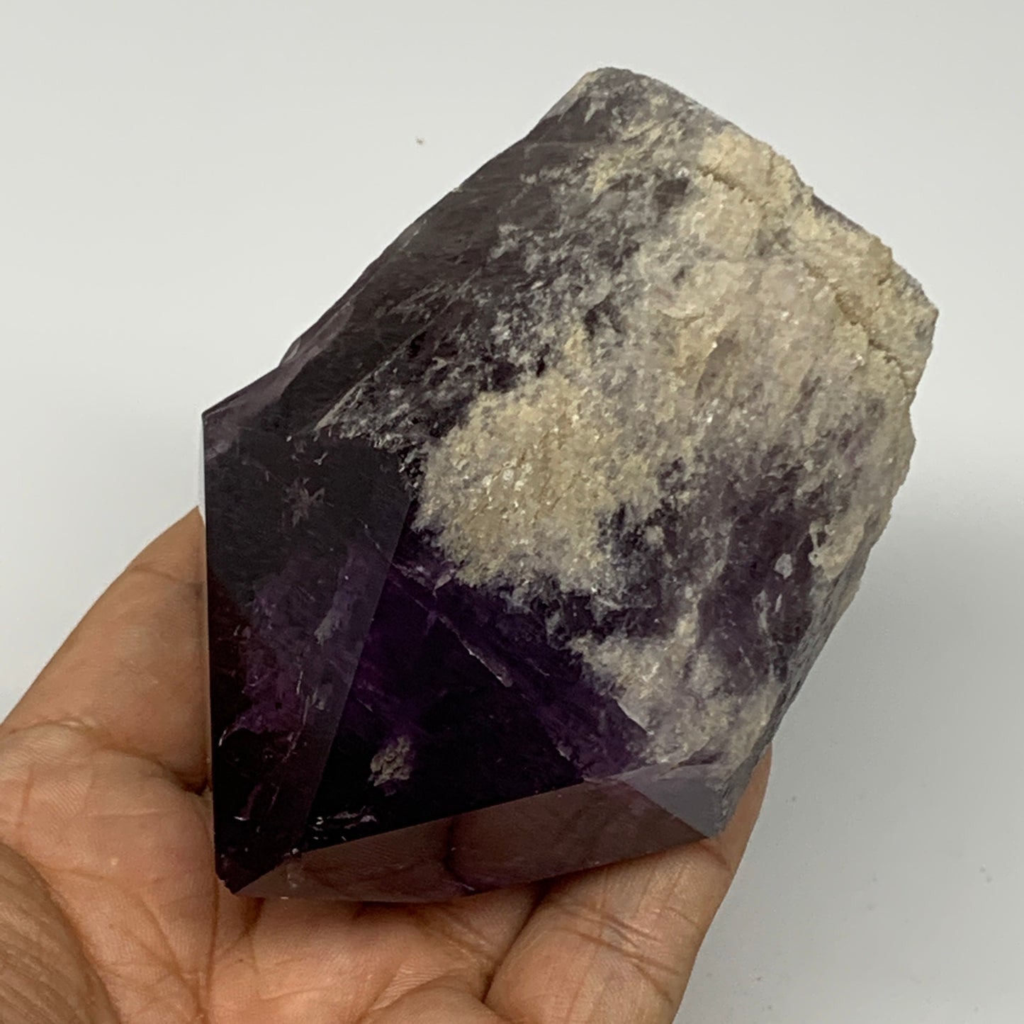 379.8g,3.5"x2.6"x2.1", Amethyst Point Polished Rough lower part Stands, B19084