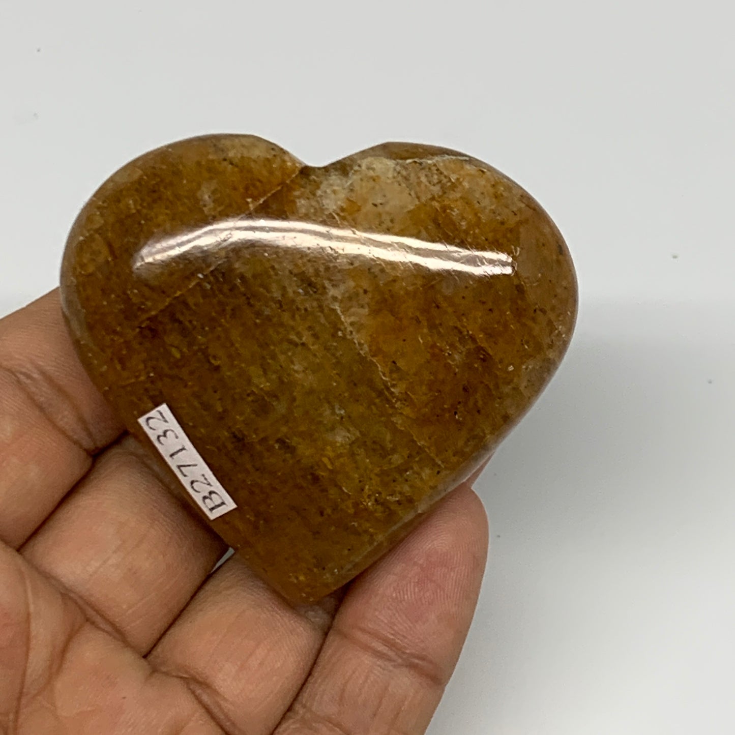 96.2g, 2.1"x2.3"x0.9", Natural Golden Quartz Heart Small Polished Crystal, B2713