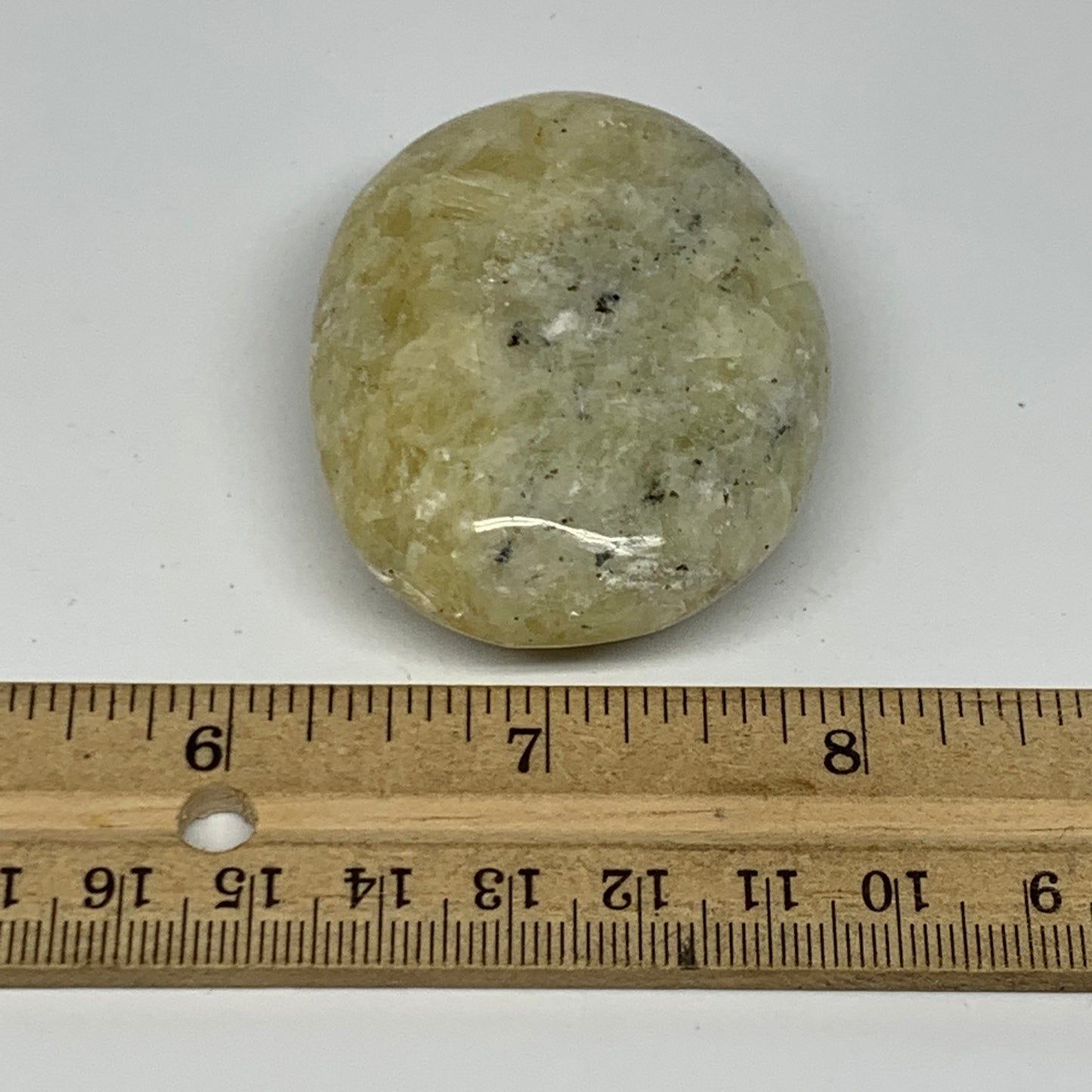 82.6g, 2.3"x1.8"x0.8", Natural Yellow Calcite Palm-Stone Crystal Polished Reiki,