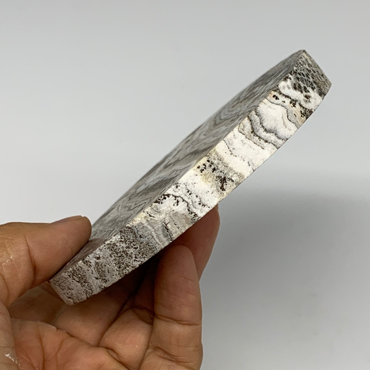 240.4g, 4.3"x0.5", Natural Picture Calcite Round Disc/Coaster @Mexico, B25474