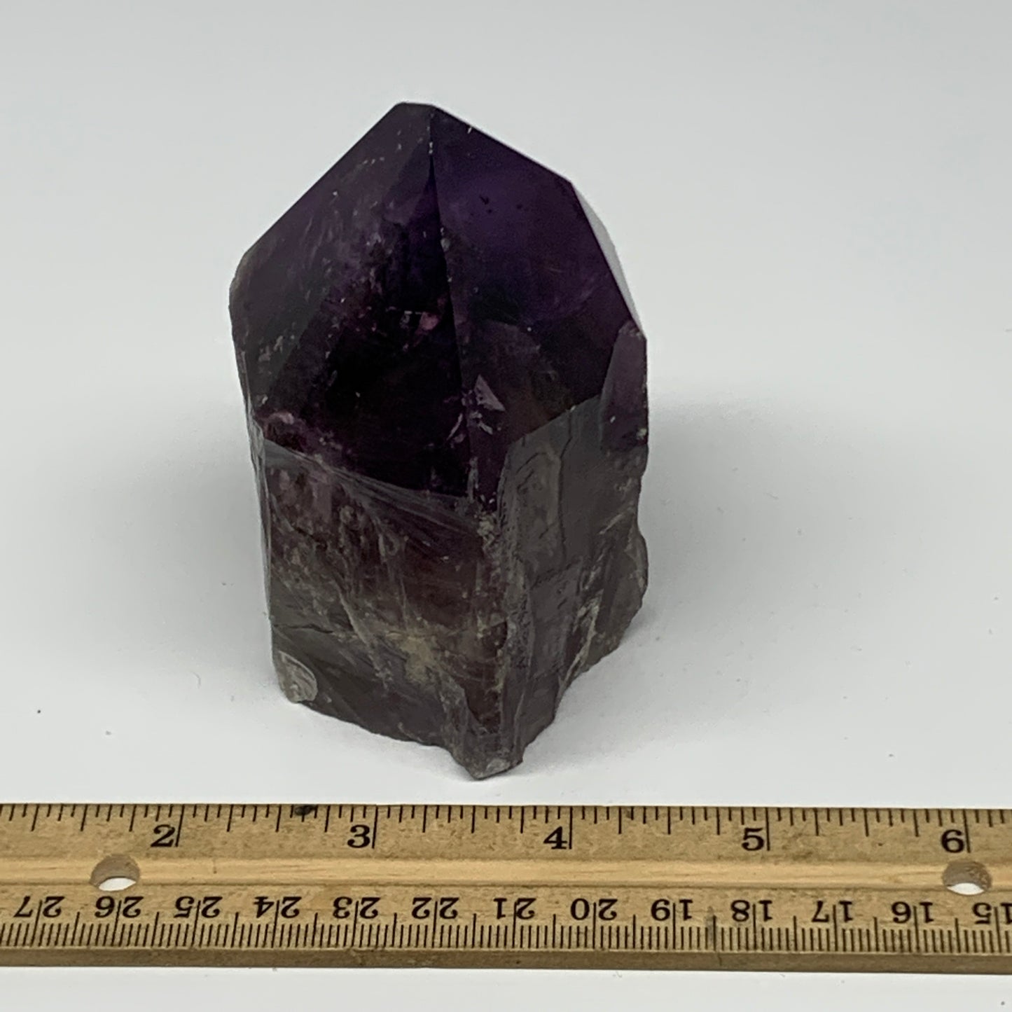 379.8g,3.5"x2.6"x2.1", Amethyst Point Polished Rough lower part Stands, B19084