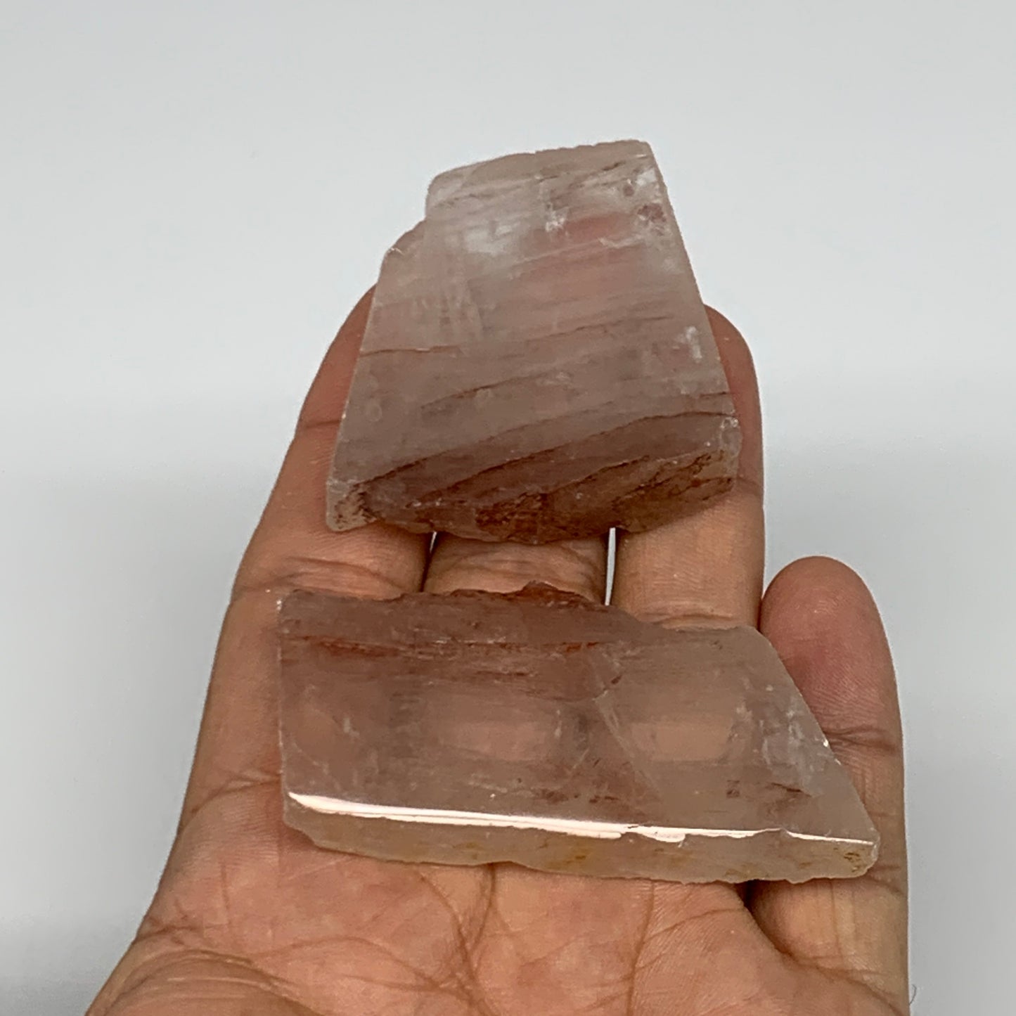 84.3g, 1.6"-2.3", 2pcs, One face polished Fire Quartz, One face semi polished, B